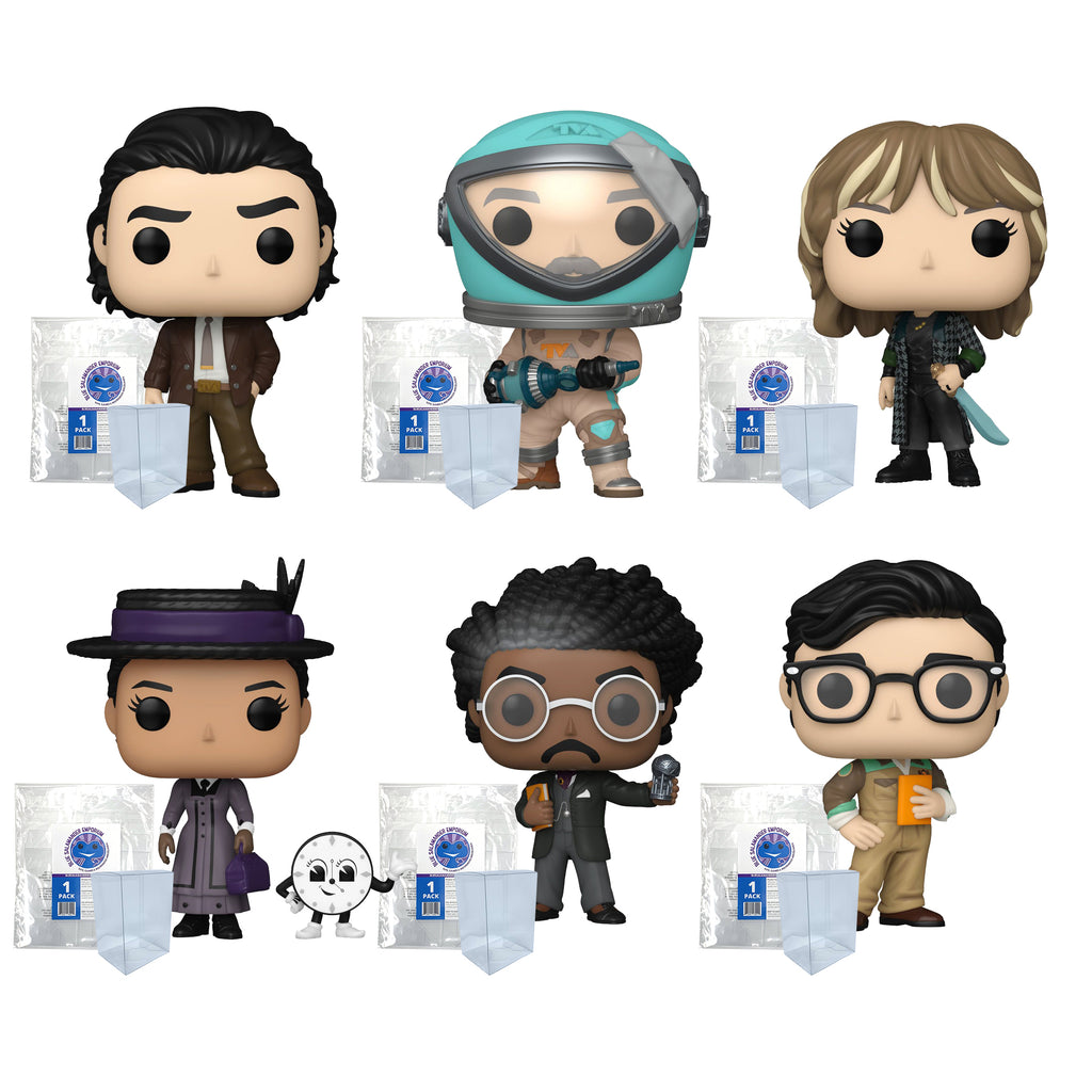 Loki Season 2 Funko Pop Set of 6 with Protector Cases – Loki #1312, Mobius #1313, Sylvie #1314, Renslayer #1315, Victor Timely #1316, O.B. #1317