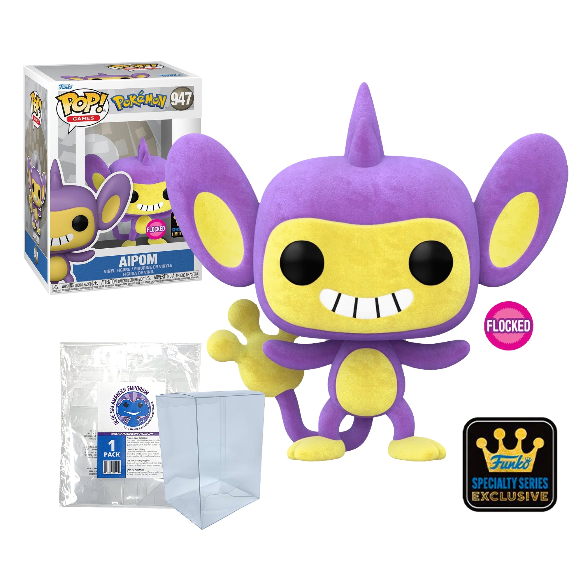 Aipom Flocked Funko Pop #947 with Protective Case – Pokémon Specialty Series Exclusive
