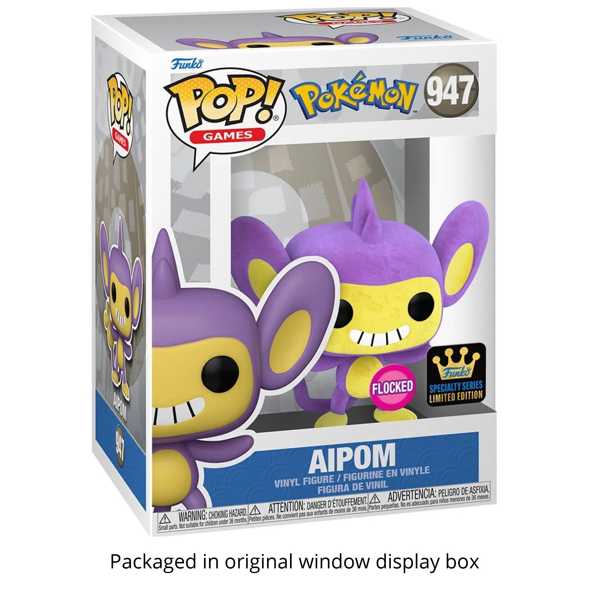 Aipom Flocked Funko Pop #947 with Protective Case – Pokémon Specialty Series Exclusive