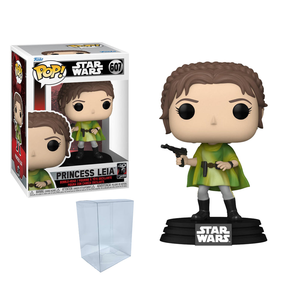 Princess Leia (Endor) Funko Pop #607 with Protective Case – Return of the Jedi 40th Anniversary Star Wars Vinyl Figure Bundle