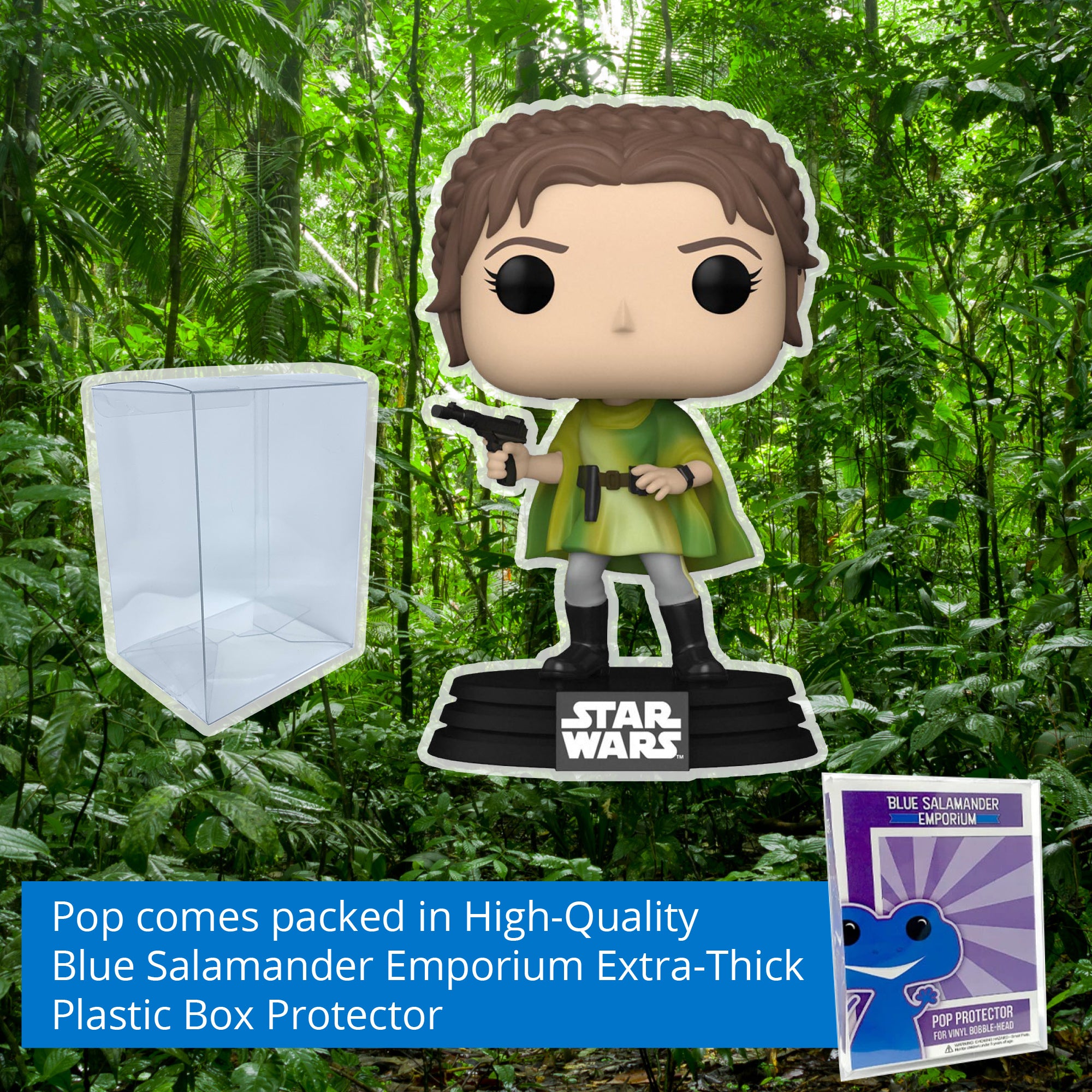 Princess Leia (Endor) Funko Pop #607 with Protective Case – Return of the Jedi 40th Anniversary Star Wars Vinyl Figure Bundle