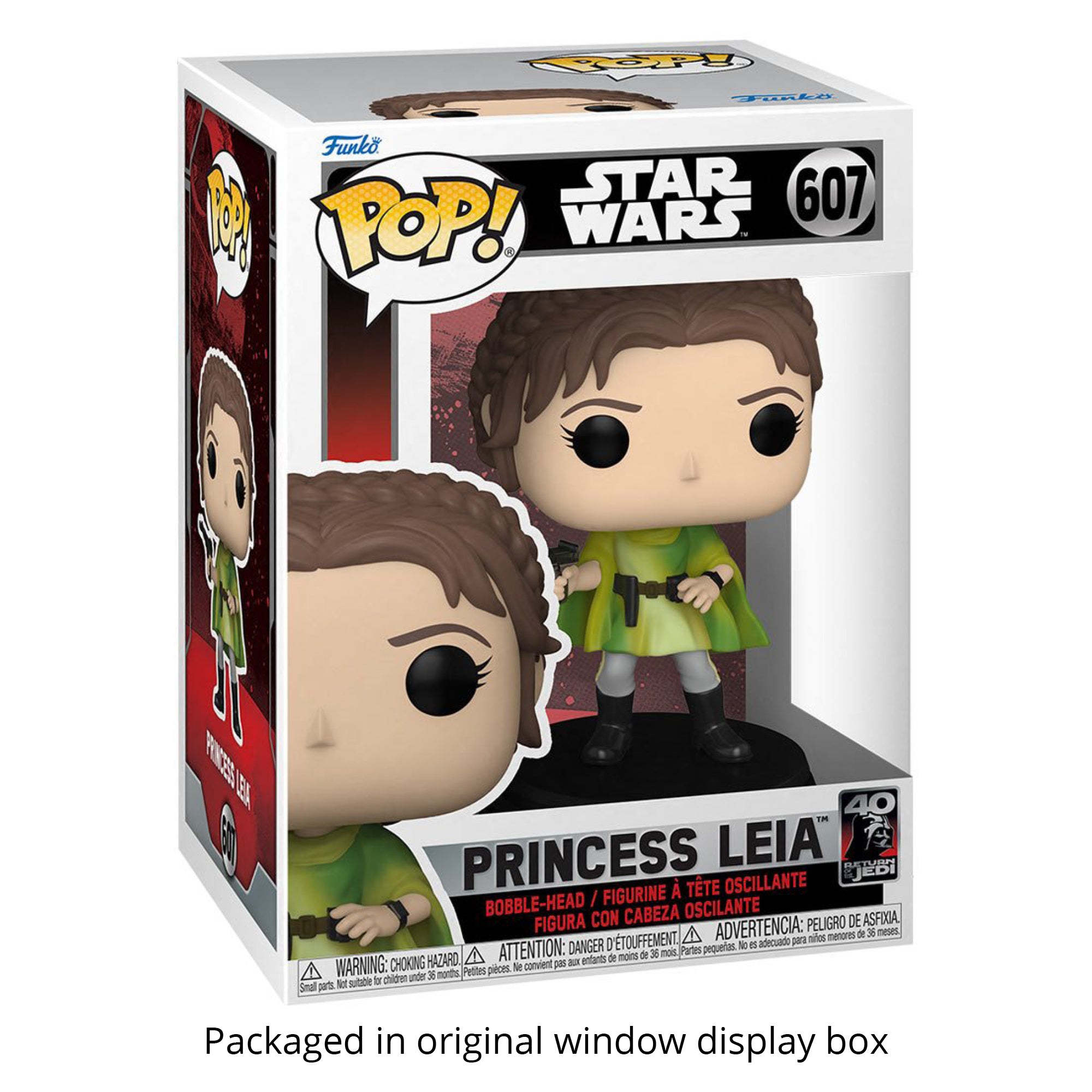 Princess Leia (Endor) Funko Pop #607 with Protective Case – Return of the Jedi 40th Anniversary Star Wars Vinyl Figure Bundle