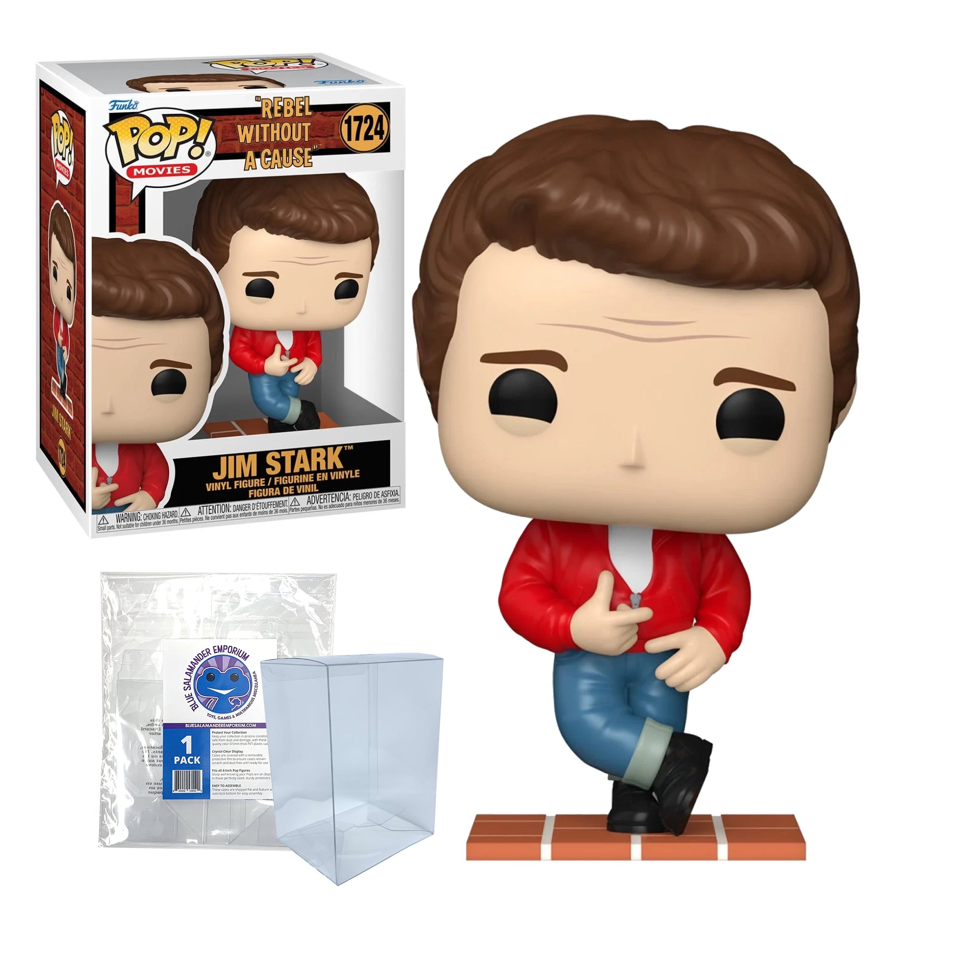 Rebel Without a Cause Jim Stark Funko Pop #1724 with Protective Case – Classic Cinema Vinyl Figure Bundle