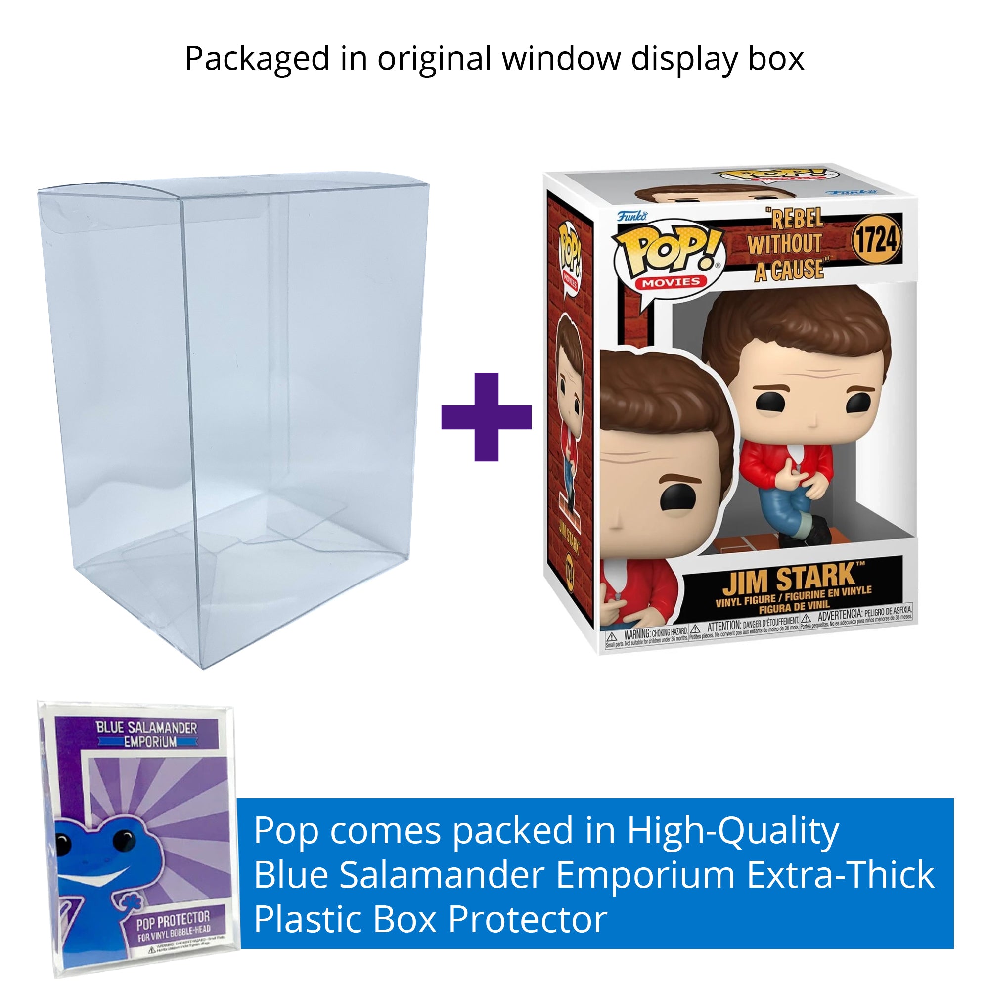 Rebel Without a Cause Jim Stark Funko Pop #1724 with Protective Case – Classic Cinema Vinyl Figure Bundle