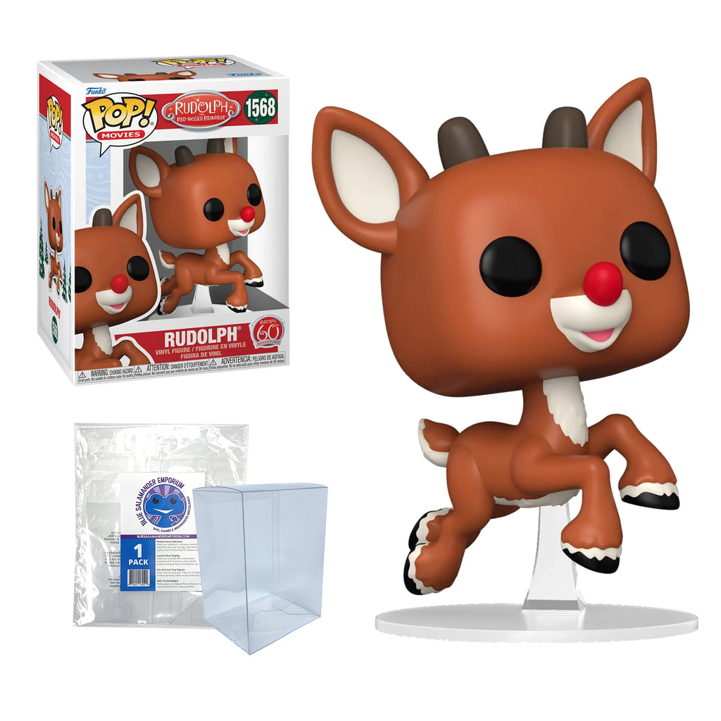 Rudolph (Flying) Funko Pop #1568 with Protective Case – 60th Anniversary Holiday Vinyl Figure Bundle