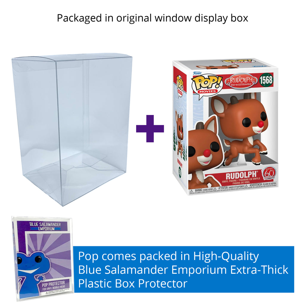 Rudolph (Flying) Funko Pop #1568 with Protective Case – 60th Anniversary Holiday Vinyl Figure Bundle