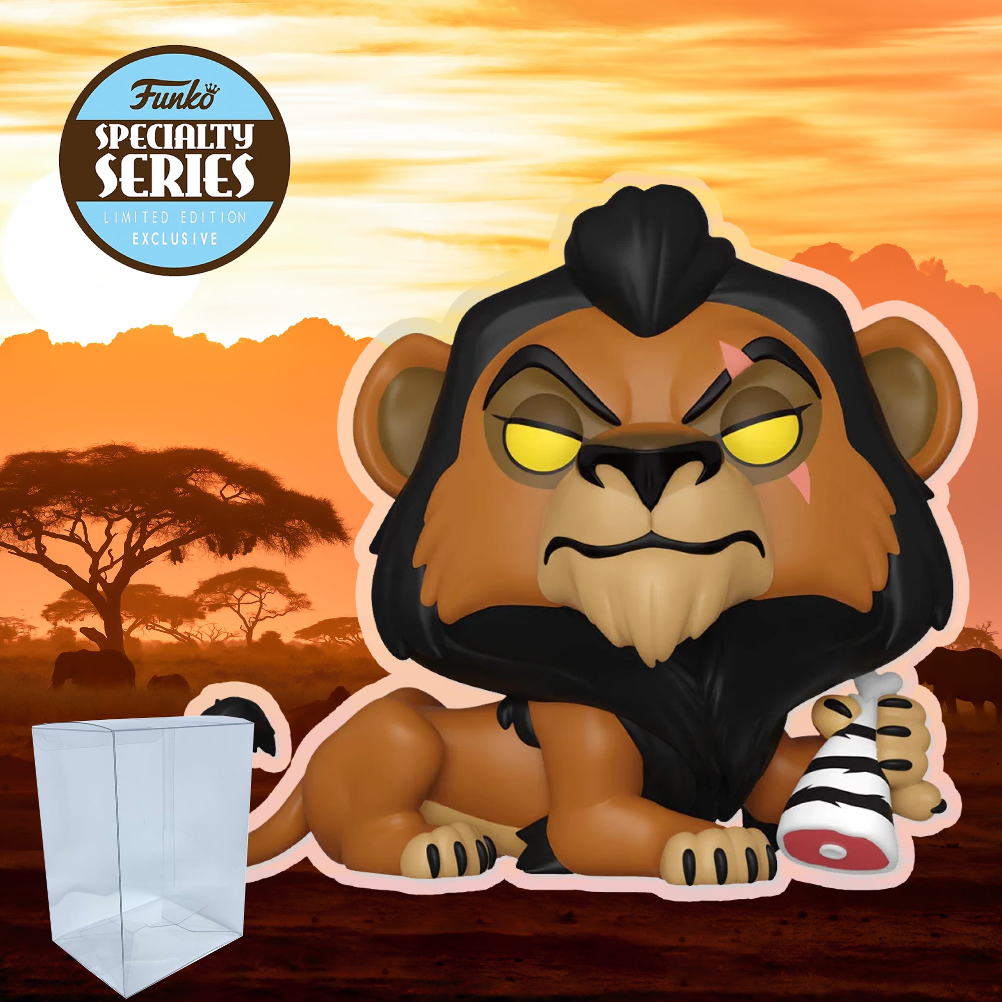 Lion King Scar with Meat Funko Pop #1144 with Protective Case – Disney Villains Specialty Series Vinyl Figure Bundle