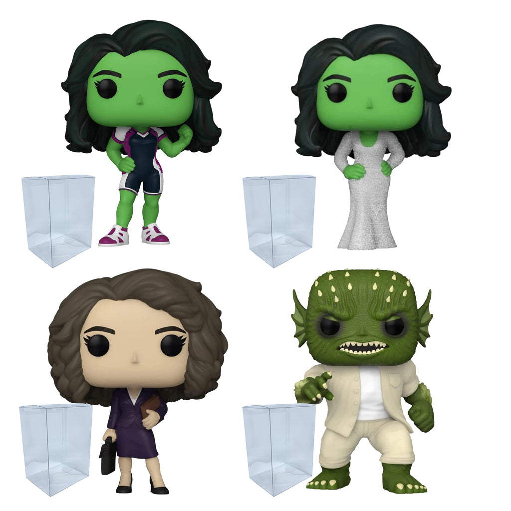 She-Hulk Funko Pop Set of 4 with Protector Cases – She-Hulk #1126, She-Hulk Gala #1127, Jennifer #1128, Abomination #1129