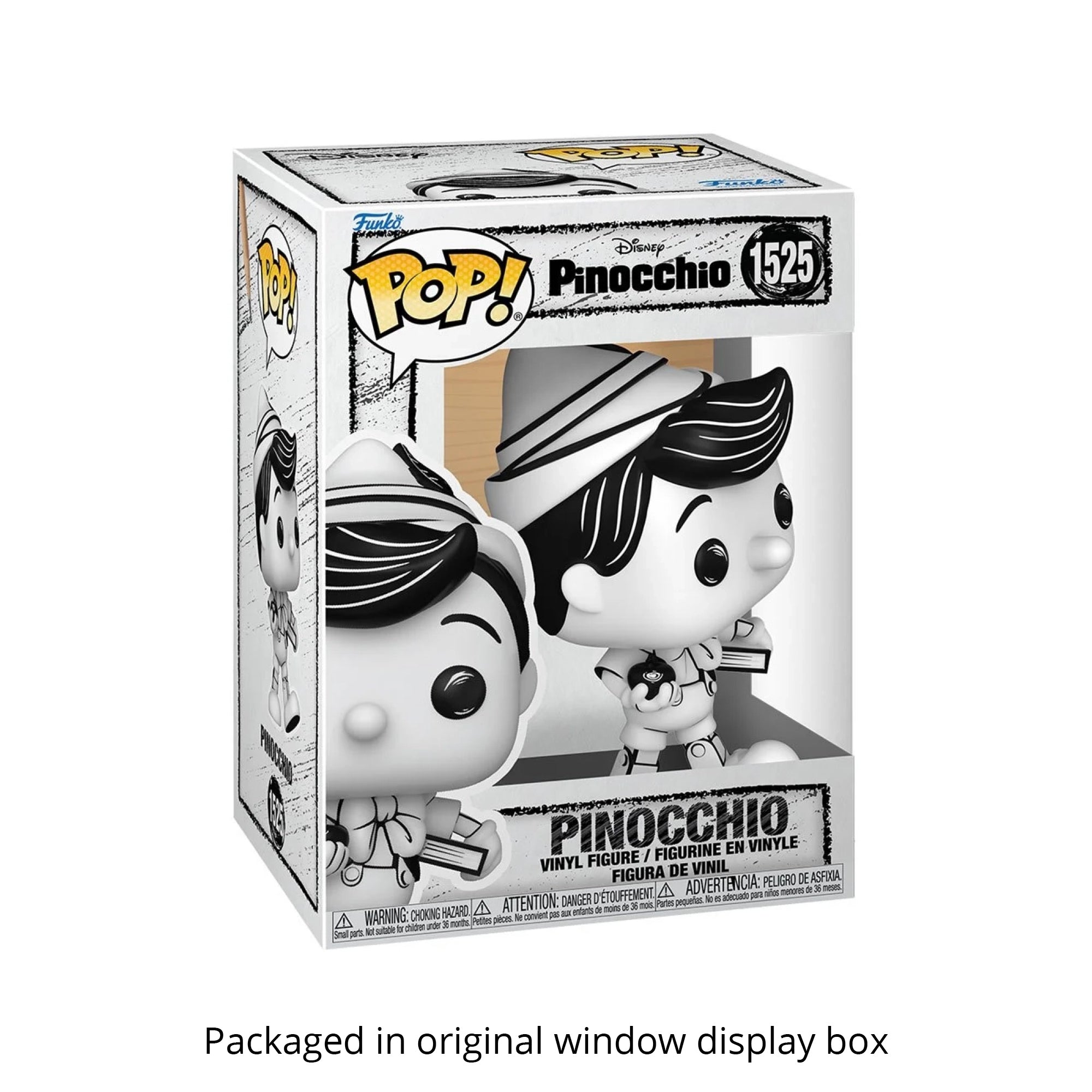 Disney Sketched Pinocchio Funko Pop #1525 with Protective Case – Hand-Drawn Animation Style Vinyl Figure Bundle