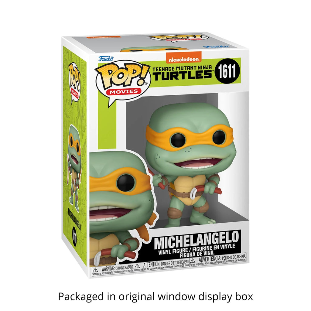 TMNT Michelangelo Sausage Link Nunchucks Funko Pop #1611 with Protective Case – 1990 Movie Vinyl Figure Bundle