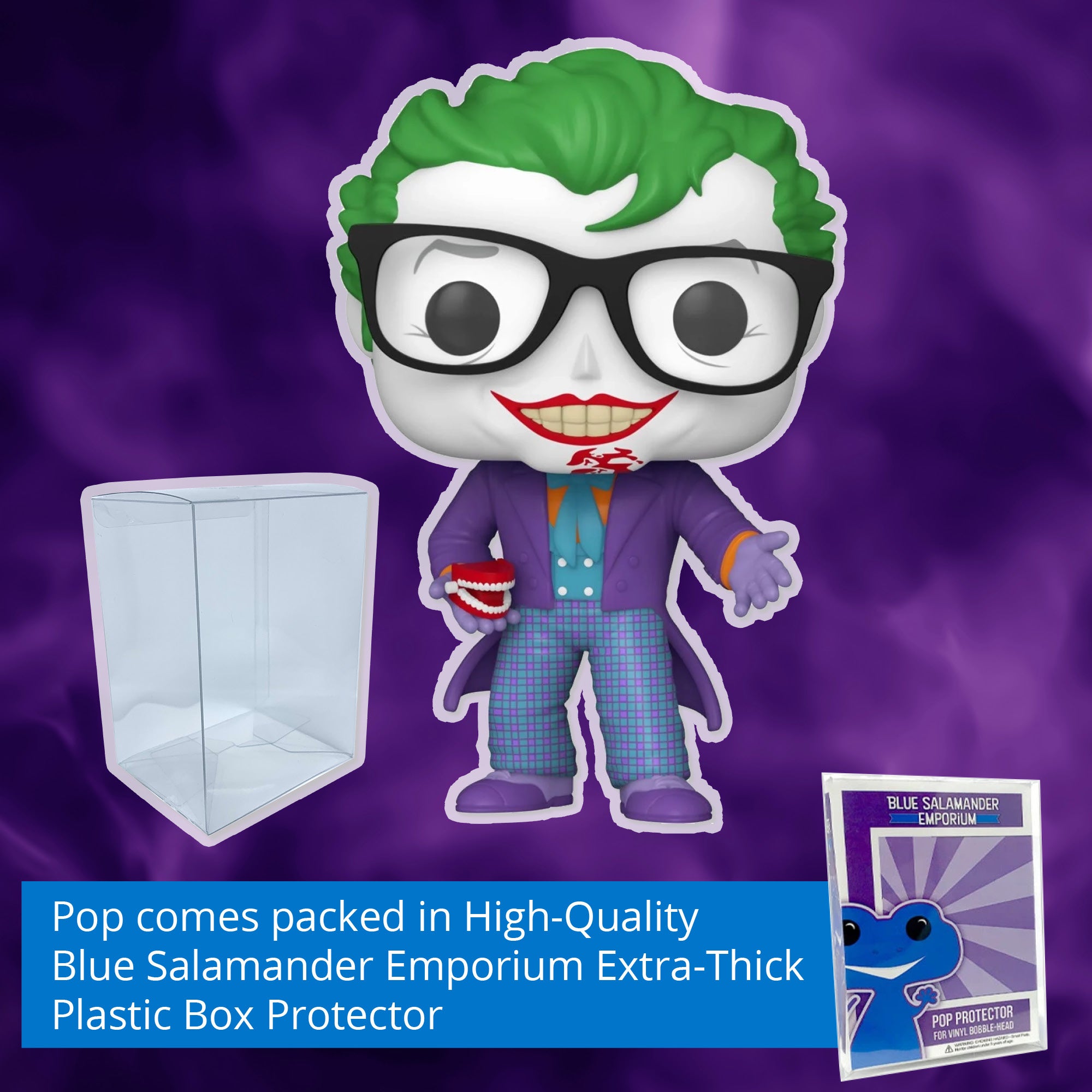Batman 85th Anniversary The Joker with Teeth Funko Pop #517 with Protective Case – Batman 1989 Vinyl Figure Bundle