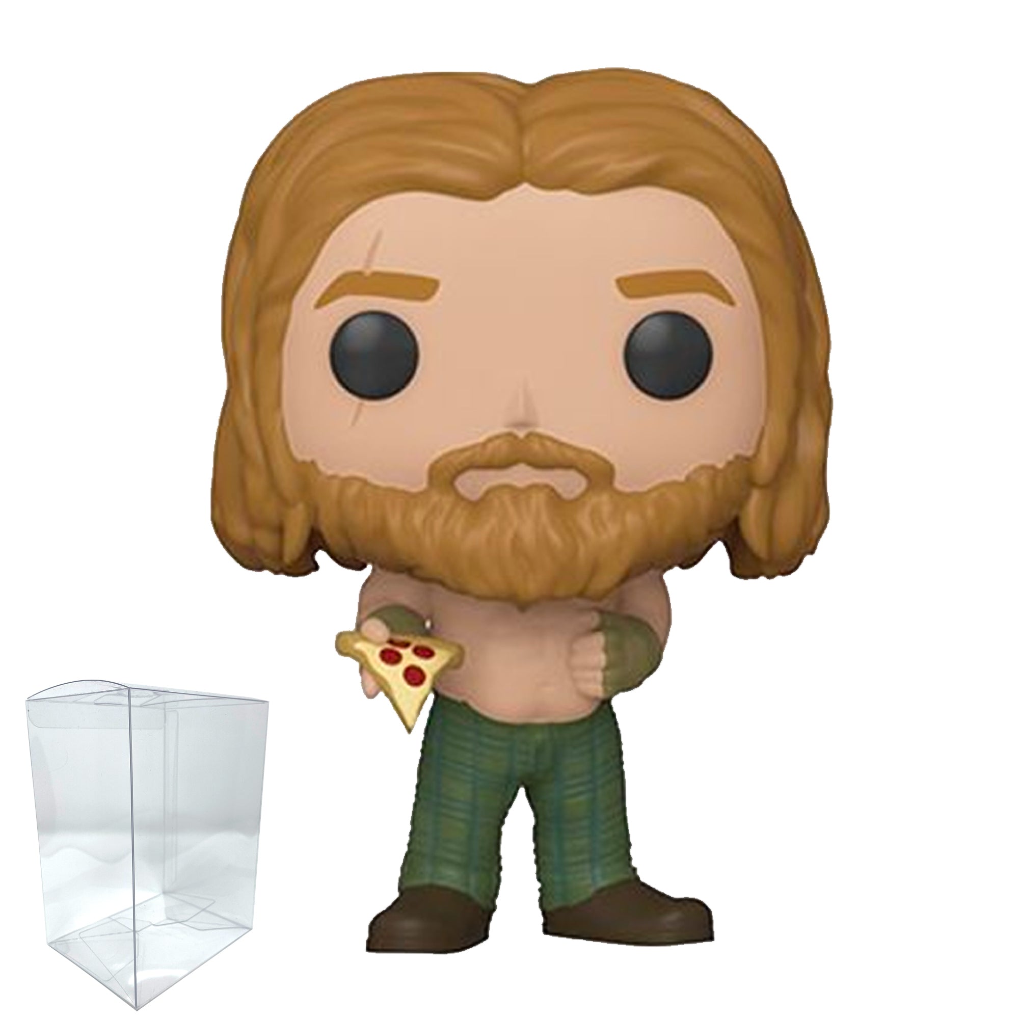Avengers Endgame Bro Thor with Pizza Funko Pop #578 with Protective Case – Marvel Vinyl Bobblehead Bundle