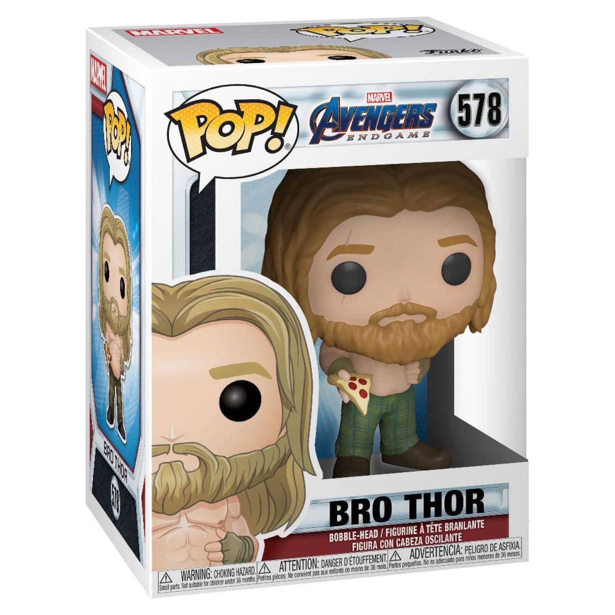 Avengers Endgame Bro Thor with Pizza Funko Pop #578 with Protective Case – Marvel Vinyl Bobblehead Bundle
