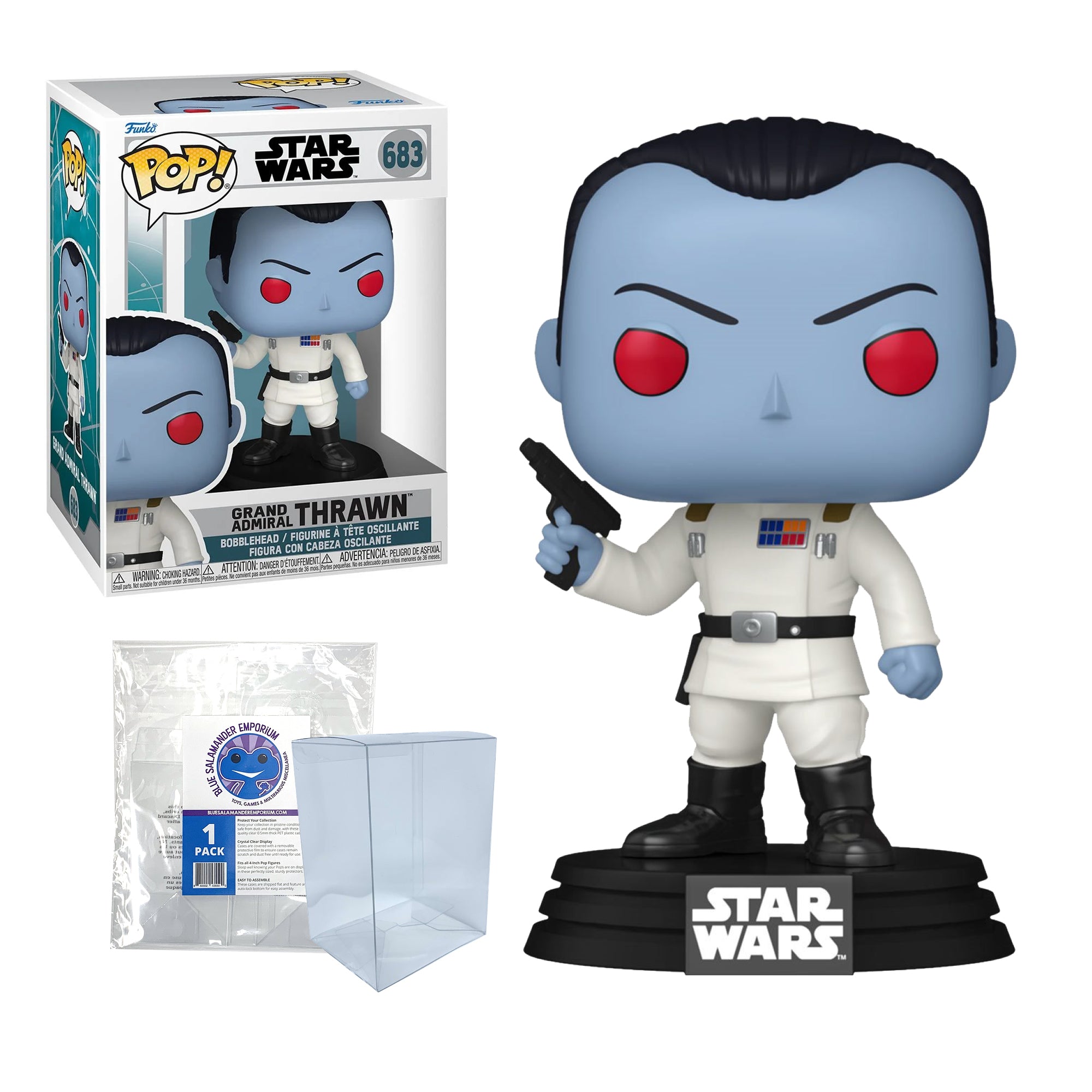 Grand Admiral Thrawn Funko Pop #683 with Protective Case – Star Wars Ahsoka Vinyl Figure Bundle