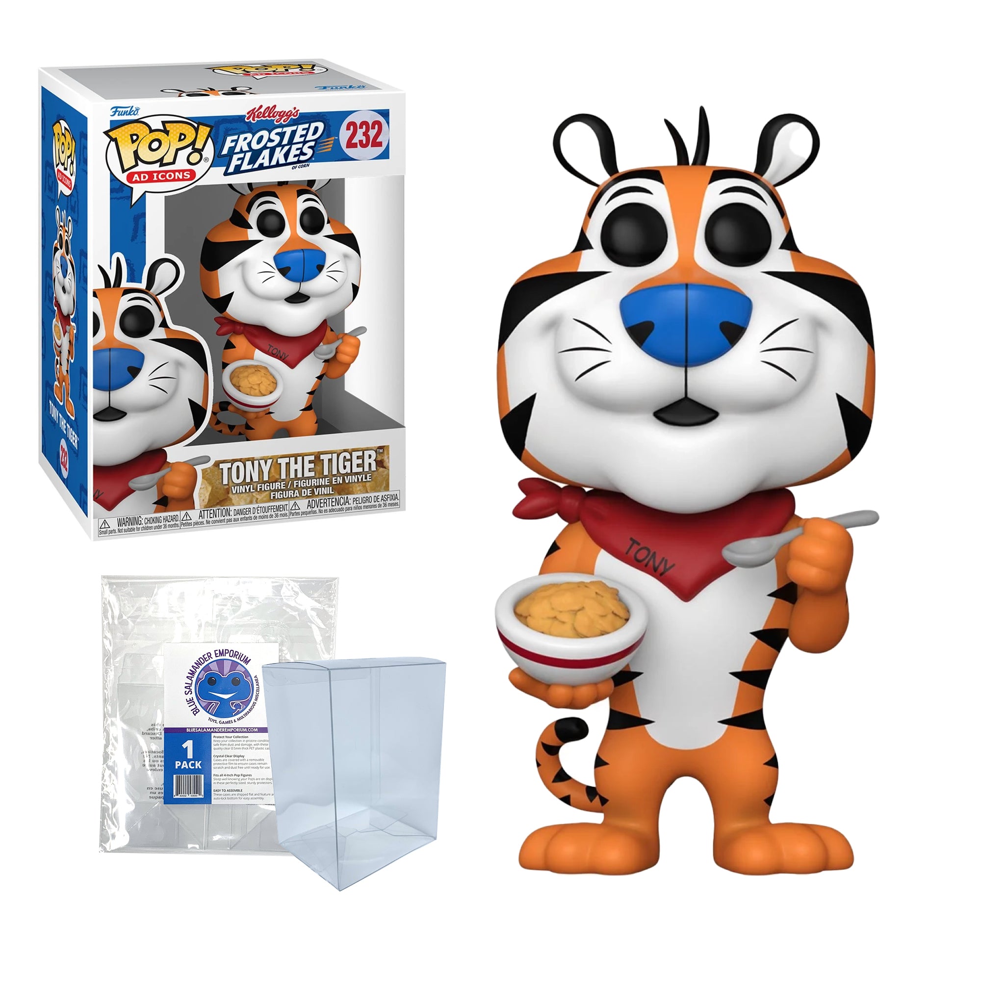 Tony the Tiger (1984) Funko Pop #232 with Protective Case – Kellogg's Frosted Flakes Ad Icons Vinyl Figure Bundle