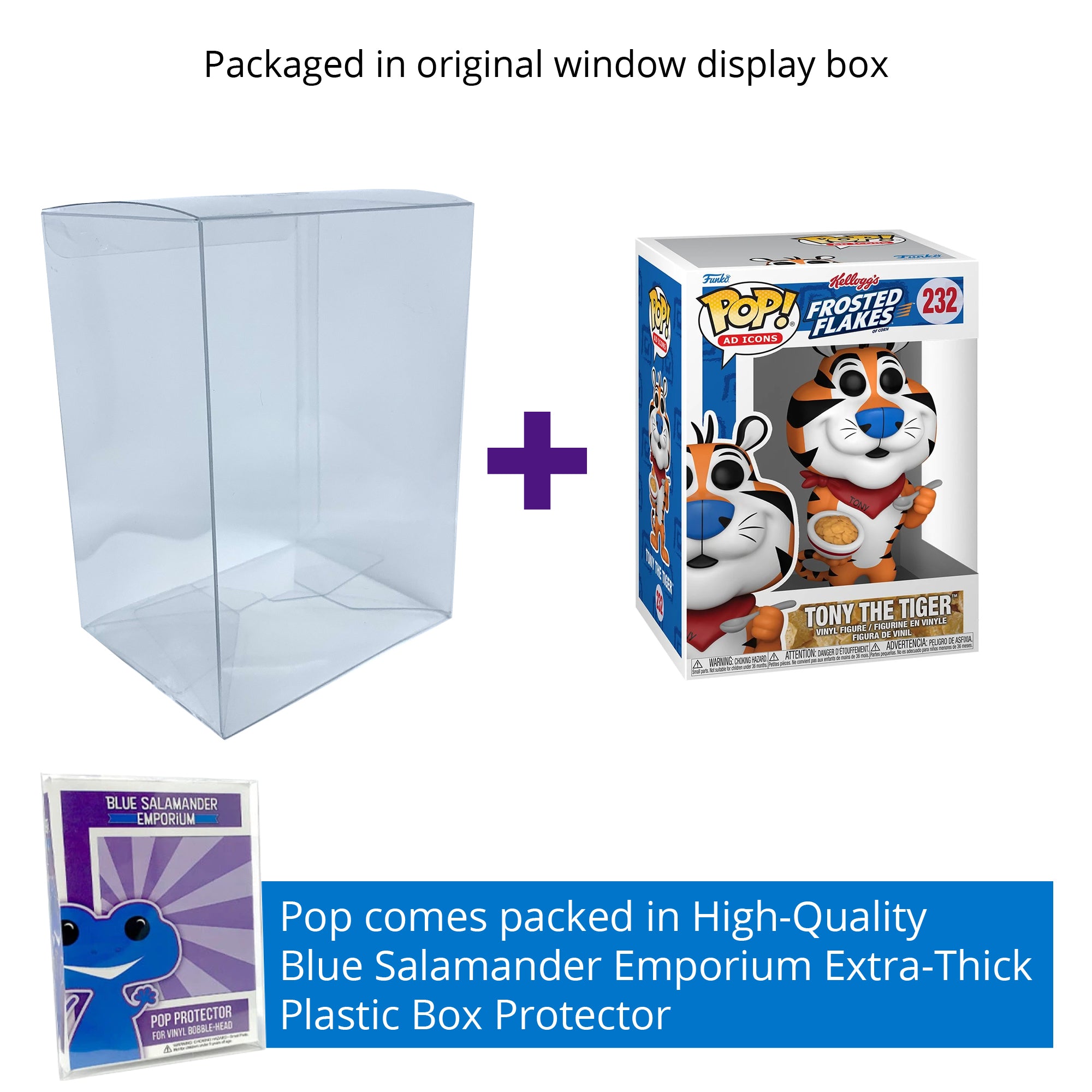 Tony the Tiger (1984) Funko Pop #232 with Protective Case – Kellogg's Frosted Flakes Ad Icons Vinyl Figure Bundle