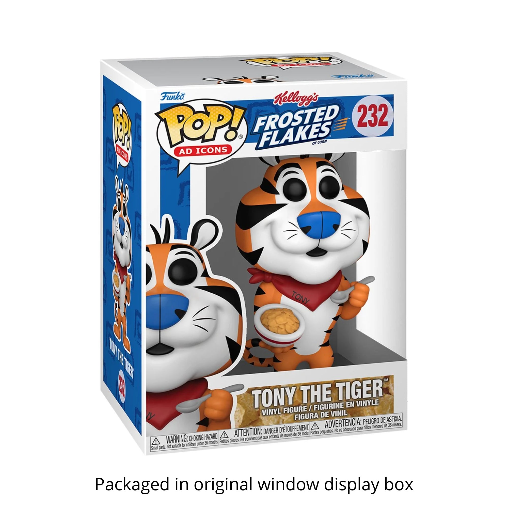 Tony the Tiger (1984) Funko Pop #232 with Protective Case – Kellogg's Frosted Flakes Ad Icons Vinyl Figure Bundle