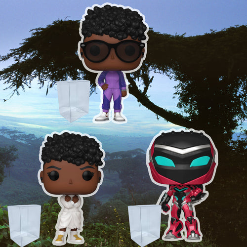 Black Panther Wakanda Forever Funko Pop Set of 3 with Protector Cases – Shuri #1173, Shuri #1174, Ironheart MK2 #1176