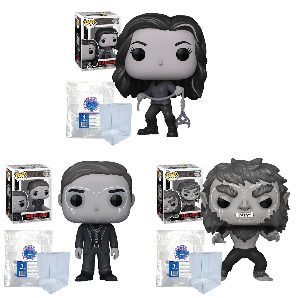 Werewolf by Night Funko Pop Set of 3 with Protector Cases – Elsa Bloodstone #1271, Jack Russell #1272, The Werewolf #1273