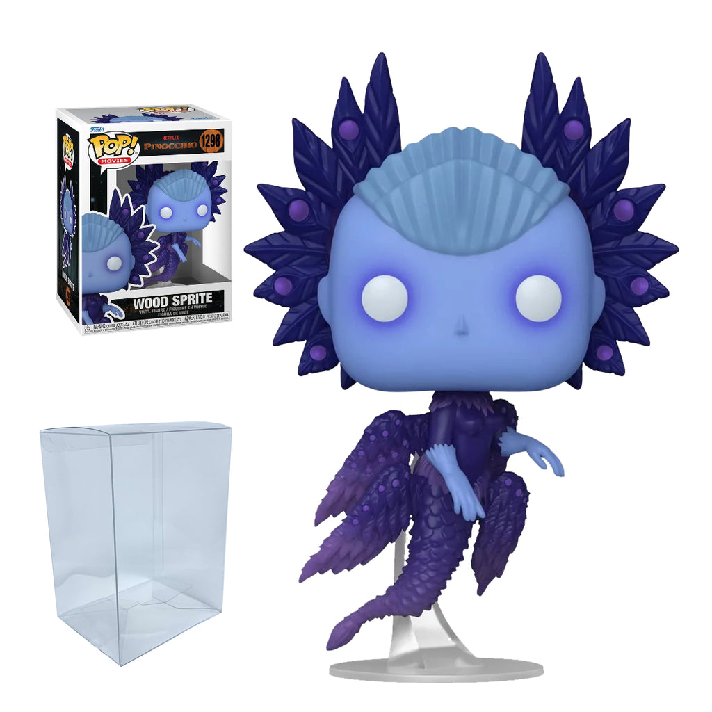 Netflix Pinocchio Wood Sprite Funko Pop #1298 with Protective Case – Guillermo del Toro Vinyl Figure Bundle