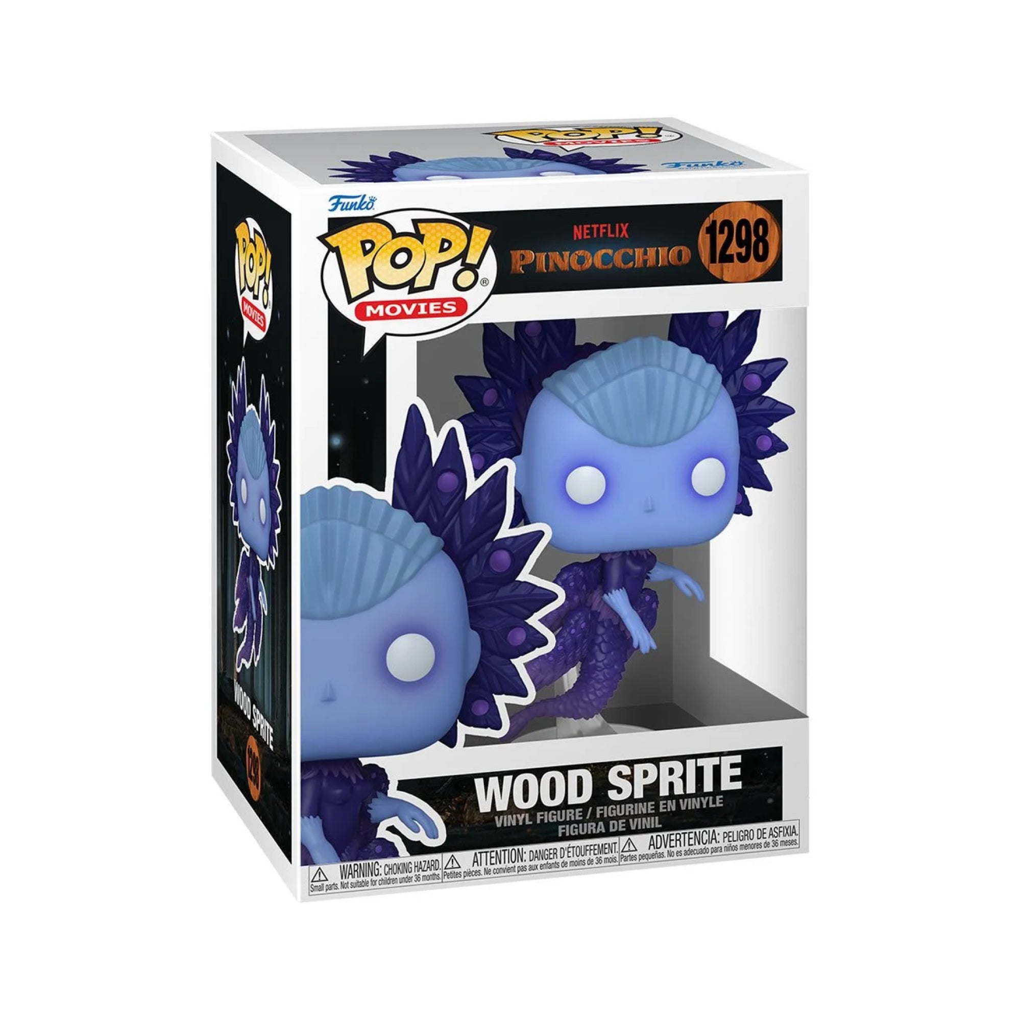 Netflix Pinocchio Wood Sprite Funko Pop #1298 with Protective Case – Guillermo del Toro Vinyl Figure Bundle