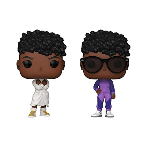 Wakanda Forever Set of 2 - Shuri in White Dress and Shuri in Purple Tracksuit Funko Pops + Protective Cases