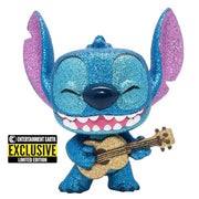 Disney: Stitch with Ukulele Diamond Glitter #1044 - Entertainment Earth Exclusive Funko Pop + Protective Case