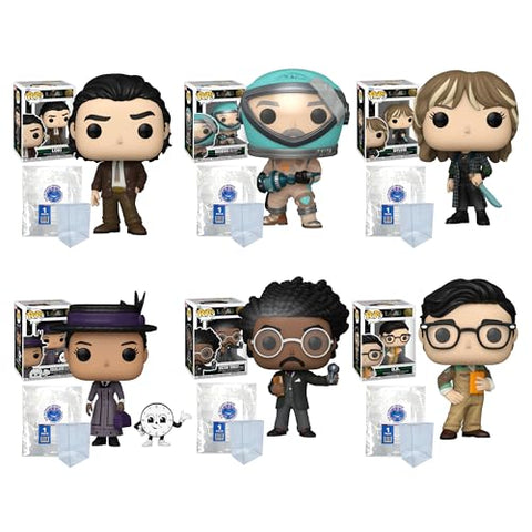 Loki Season 2 – Loki, Mobius TVA Temporal Core Suit, Sylvie, Renslayer with Miss Minutes (1893), Victor Timely (1893), O.B. Funko Pops + Protective Cases