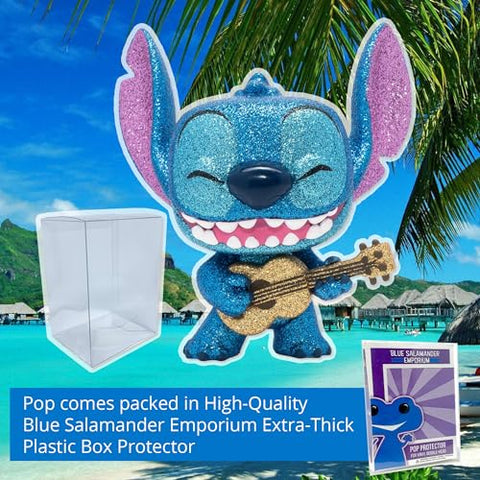 Disney: Stitch with Ukulele Diamond Glitter #1044 - Entertainment Earth Exclusive Funko Pop + Protective Case